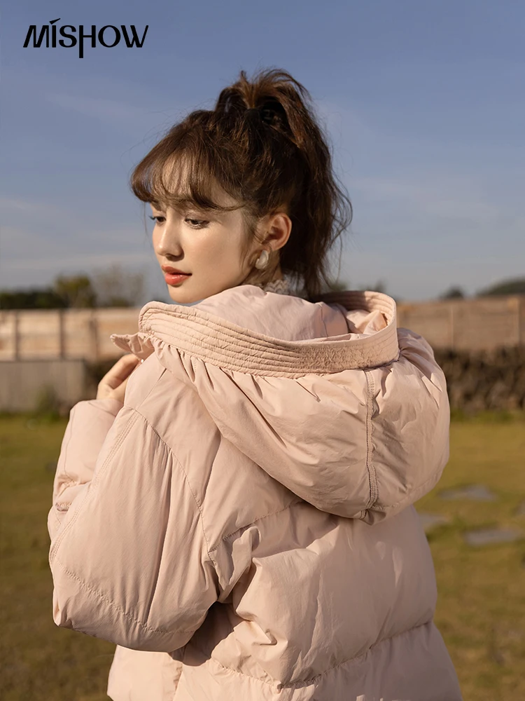 MISHOW Down Jacket Women 2022 Winter Korean Hooded Zipper White Duck Velvet Short Parkas Warm New In Outdoor Clothes MXB45Y0128