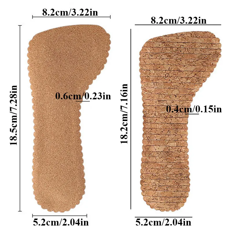 1Pair Anti-Slip Inserts Pads For Shoes Women High Heels Sandals Slippers Gel Insoles Flat Feet Arch Support Massage Natural Cork