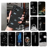 starry flower astronaut soft black phone case for iphone 13 12 pro xs max x xr 7 8 6 6s plus 12 13 mini 11 pro max se 2020 cover