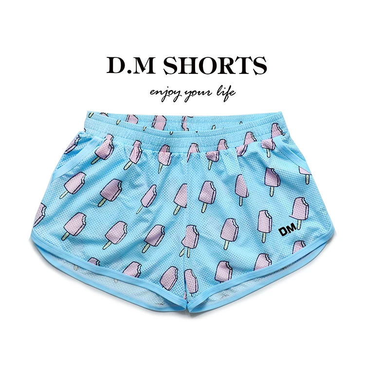 Men's Boxer Underwear Cute Funny Icecream Print Male Home Pants Breathable Net Quick-drying Underpants for Men