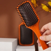 beech wooden handle comb anti static no snag silicone air cushion massage scalp brush for women