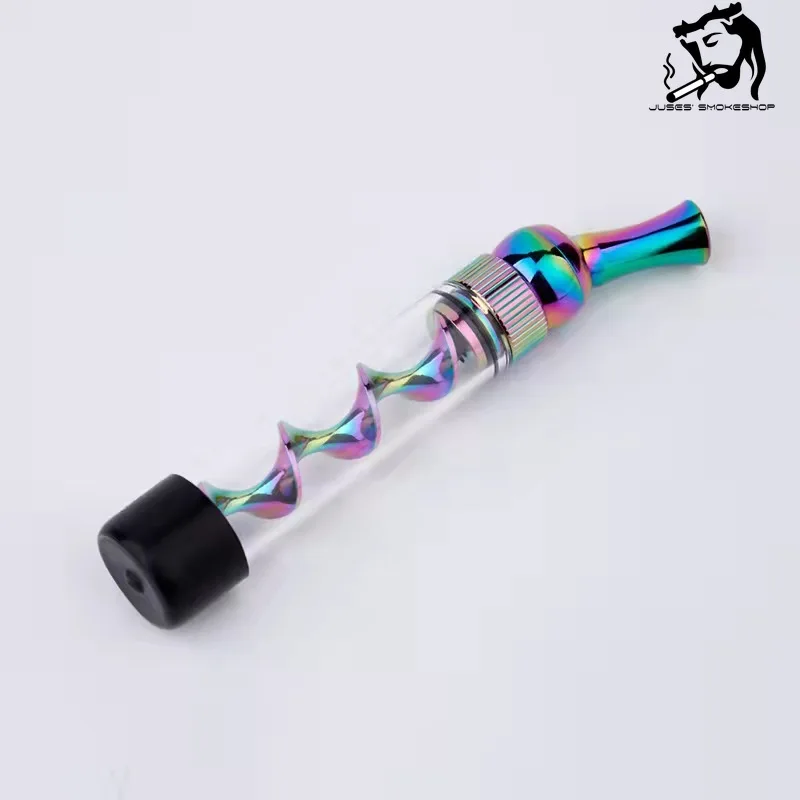 

JUSES' SMOKESHOP New Portable Multi 7p Mini Multi Color Glass Twisted Blunt Tobacco Spiral Dry Burning Pipe Smoking Accessories