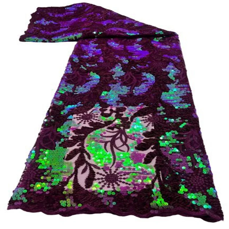 

Фиолетовая новейшая африканская ткань с блестками, французская фотография, Свадебный Материал 2022, Высококачественная нигерийская кружевн...