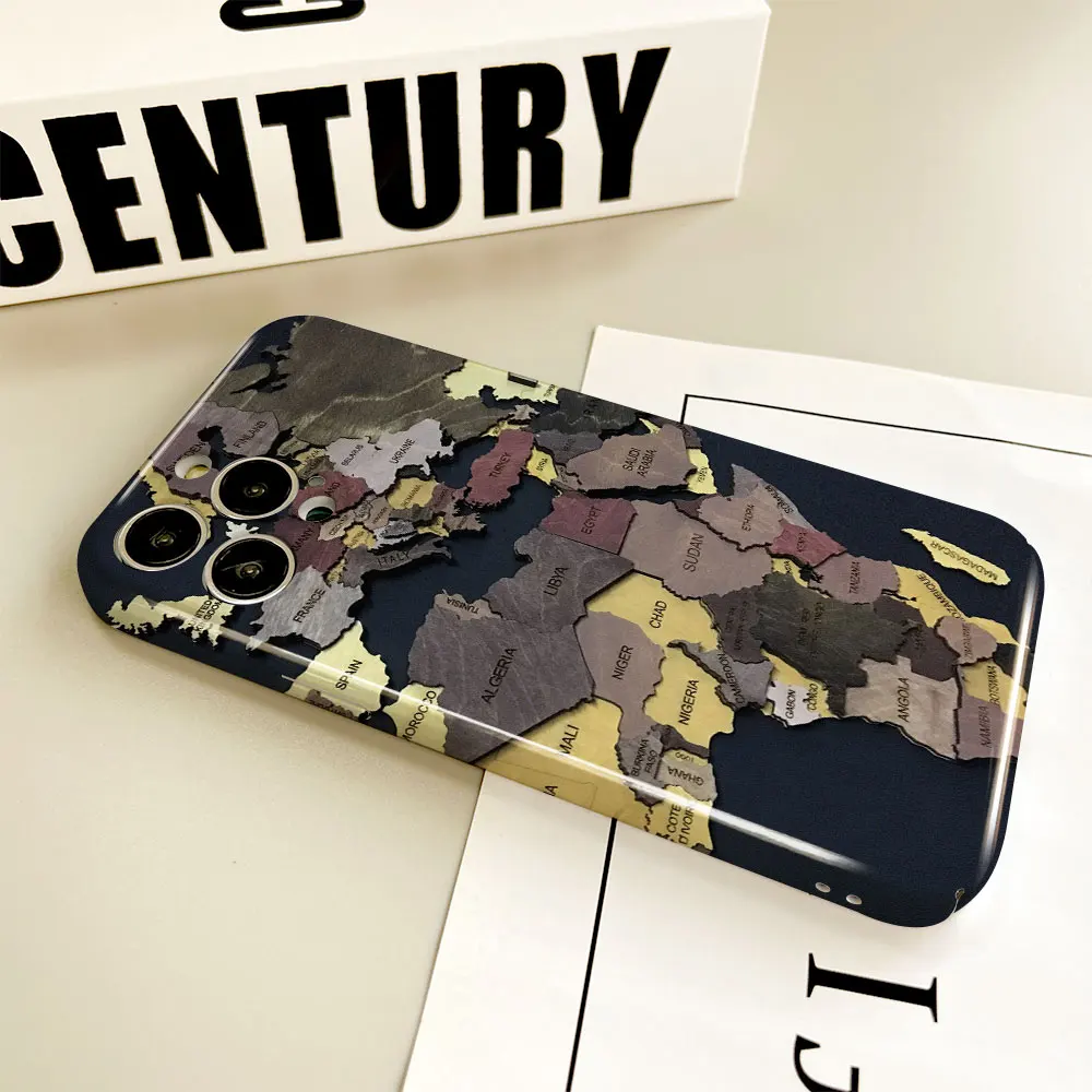 Phone Case For Apple iPhone 14 13 12 11 Pro Mini XS X Max XR SE 8 7 6S 6 Plus Full Printed Hard Film Case World M-Map Travel