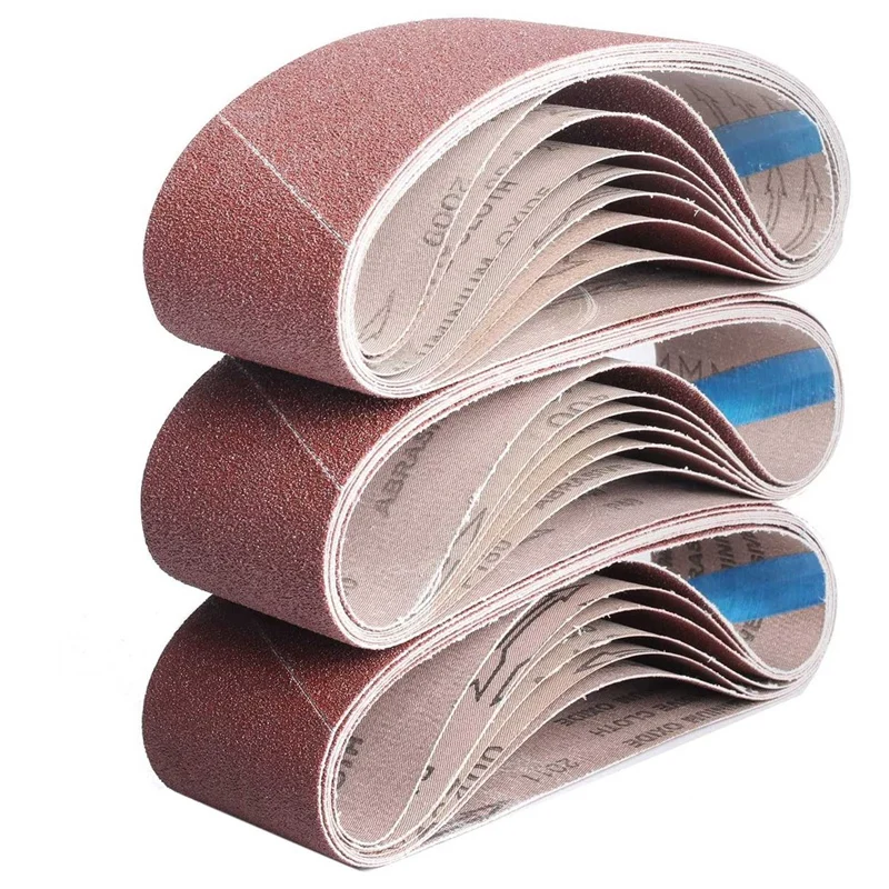 

3 X 21 Inch Annular Sanding Belts 21 Pack Belt Sander Paper 40/60/80/120/180/240/400 Grits Assortment Sanding Belt