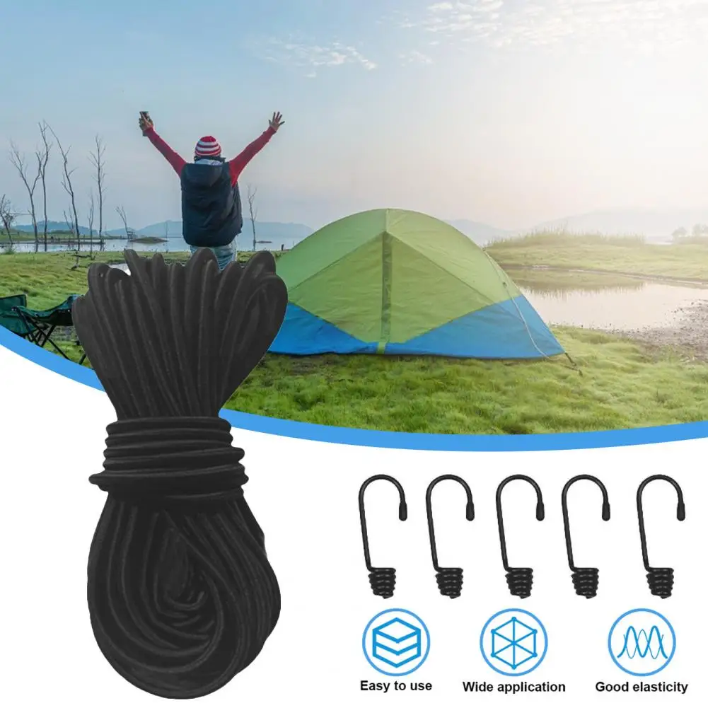 

1 Set Convenient Compact Long-Lasting Outdoor Enthusiasts Bungee Shock Cords with Hooks Camping Accessories