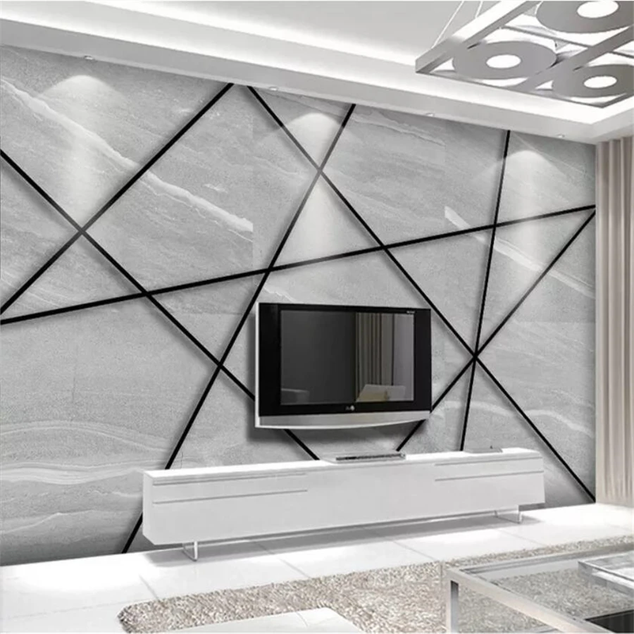 

papier peint Custom wallpaper 3d mural European minimalist jazz white marble geometric square wall living room bedroom wallpaper