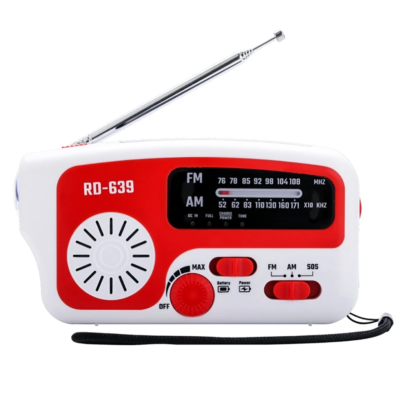 

RD639 Solar Powered Radio 1200Mah Portable Solar Charge Hand Crank SOS Alarm AM/FM LED Torch Radio For Outdoor Emergency