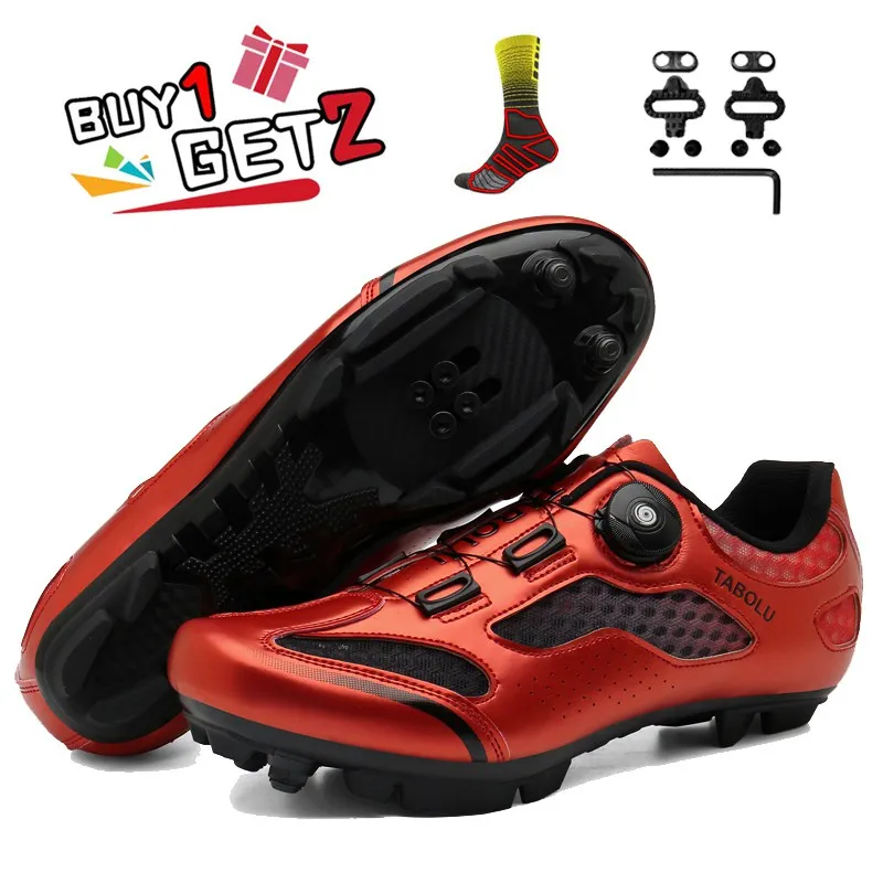 Купи Professional Ultralight Cycling Shoes Mtb Outdoor Breathable Self-locking Bicycle Sneakers Men Red Racing Road Bike Cleat Shoes за 860 рублей в магазине AliExpress