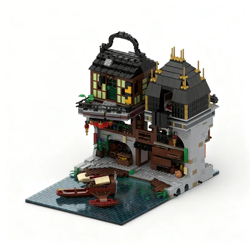 Фото 2840 деталей MOC: Город приключений ниндзя, архитектурная уличная сцена, модель, строительный набор, конструктор, коллекционная игрушка, подарок №3