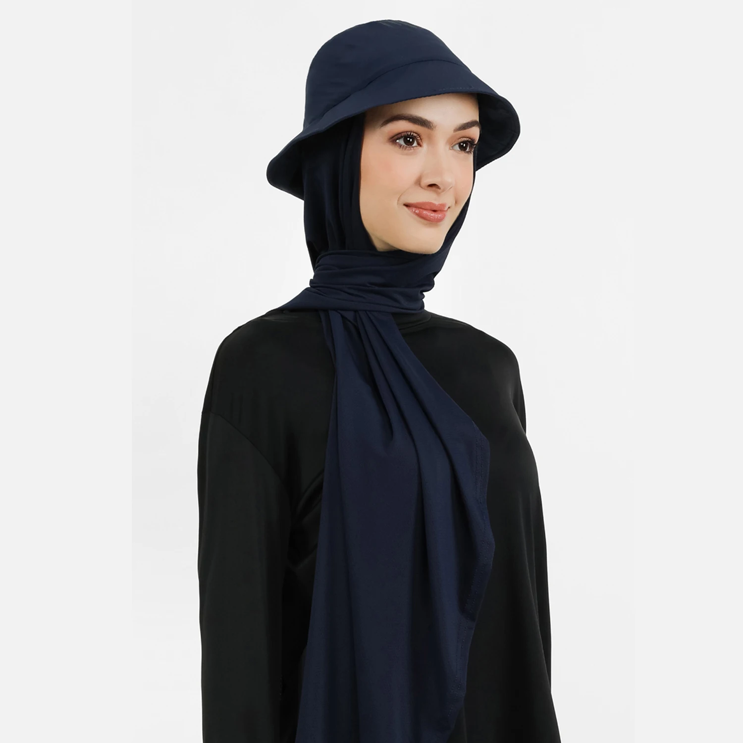 Musilm Women Chiffon Hijab With Bucket Hat Cap Summer Fisherman Caps with Chiffon HIjabs Ready To Wear Instant Chiffon HIjabs