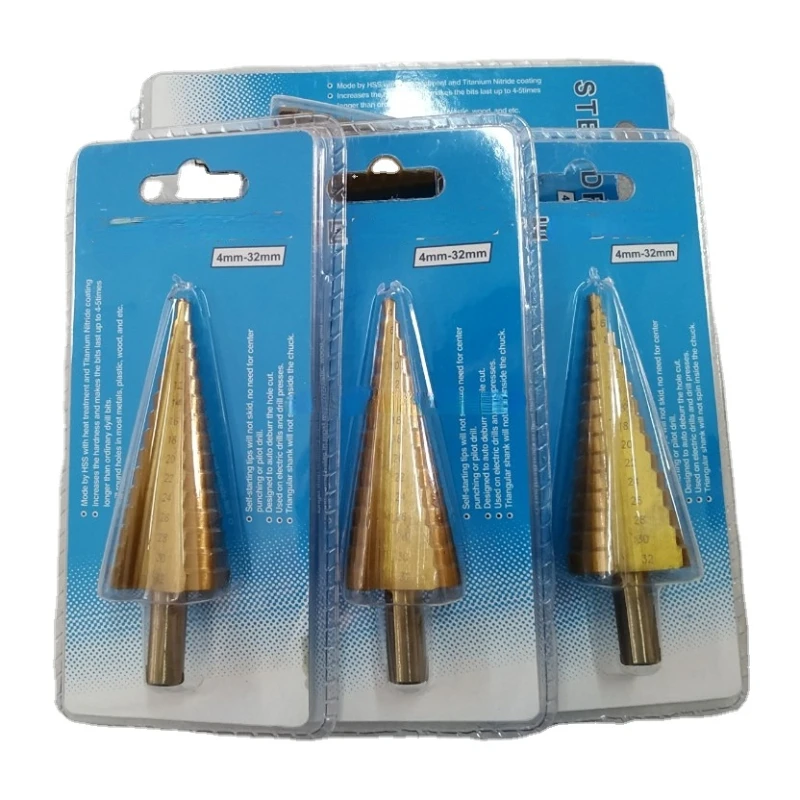 

4-32mm High Quality Metal Tungsten Hss Step Drill Bit with blister pack