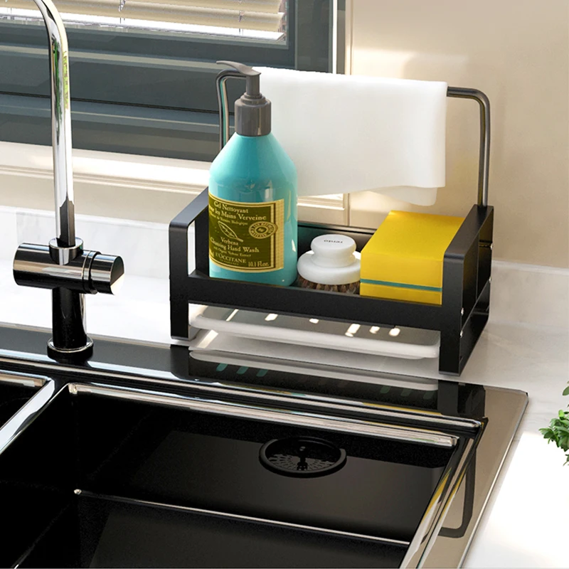 Органайзер для кухни практичный модный держатель мыла губки алюминиевая стойка