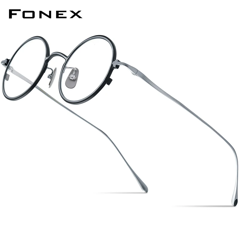 FONEX Pure Titanium Glasses Women Colorful Retro Round Prescription Eyeglasses 2023 Vintage Myopia Optical Eyewear PHI