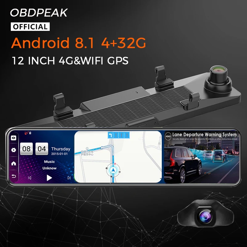 

Car Dvr Rear view Camera Android Mirror Video Recorder 4G+32G GPS Navi Dash Cam 12 Rearview Mirror Dual 1080P ADAS Car recorder
