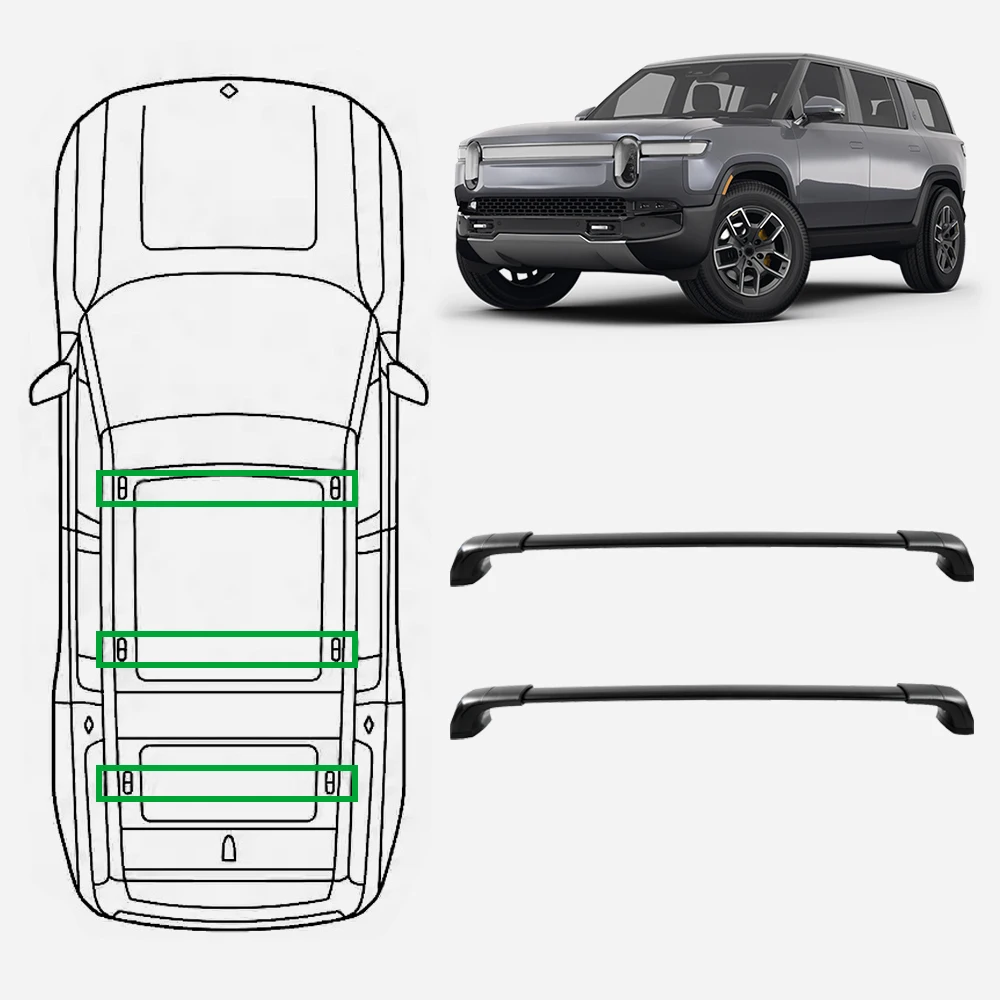 2 шт. подходит для Rivian R1S 2022-2025 алюминиевый багажник на крышу поперечная