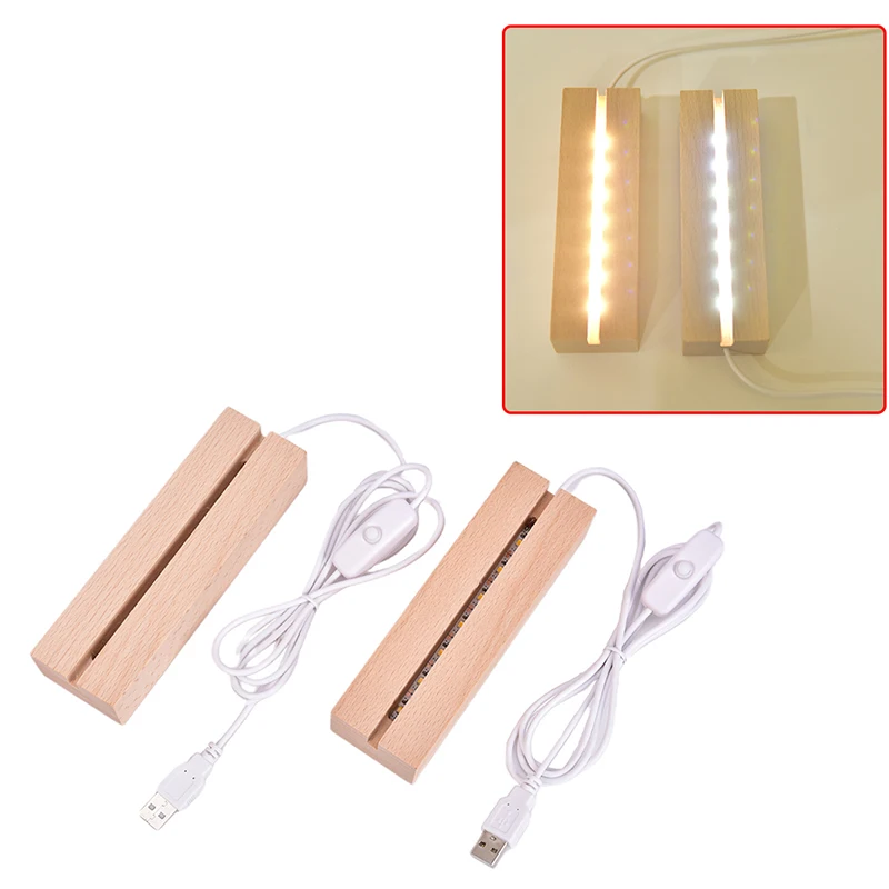 

Wooden Led Lamp Base USB Cable Switch Modern Night Light Acrylic 3D Led Night Lamp Assembled Base