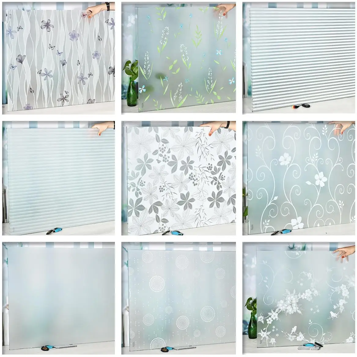 

3D Matte Frosted Window Film Privacy UV Protection Stained Glass Self Adhesive Vinyl for Home Decorative Solar Window Stickers