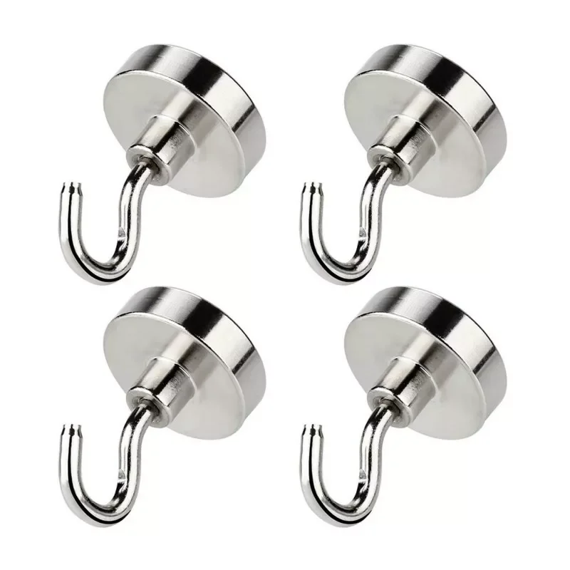 

Duty Hook, Strong Neodymium Magnets Hook for Home, Kitchen, Workplace,etc ,D16mm Hold up to 80Pounds, Pack of 4