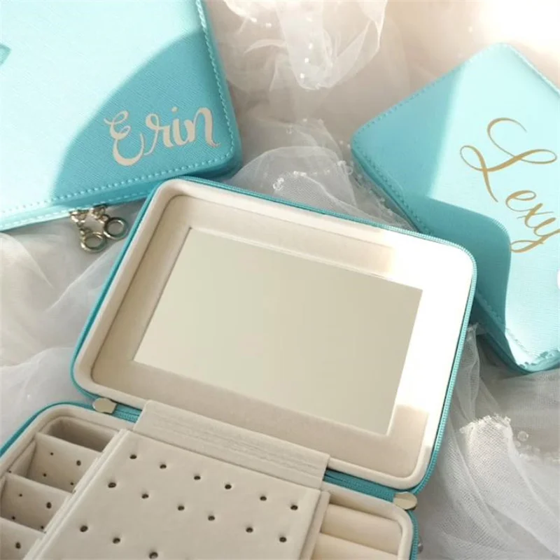 

Персонализированный Чехол для ювелирных изделий, органайзер для подарков подружки невесты, подарок на Рождество и праздник, аксессуары для путешествий на заказ, коробка с монограммой