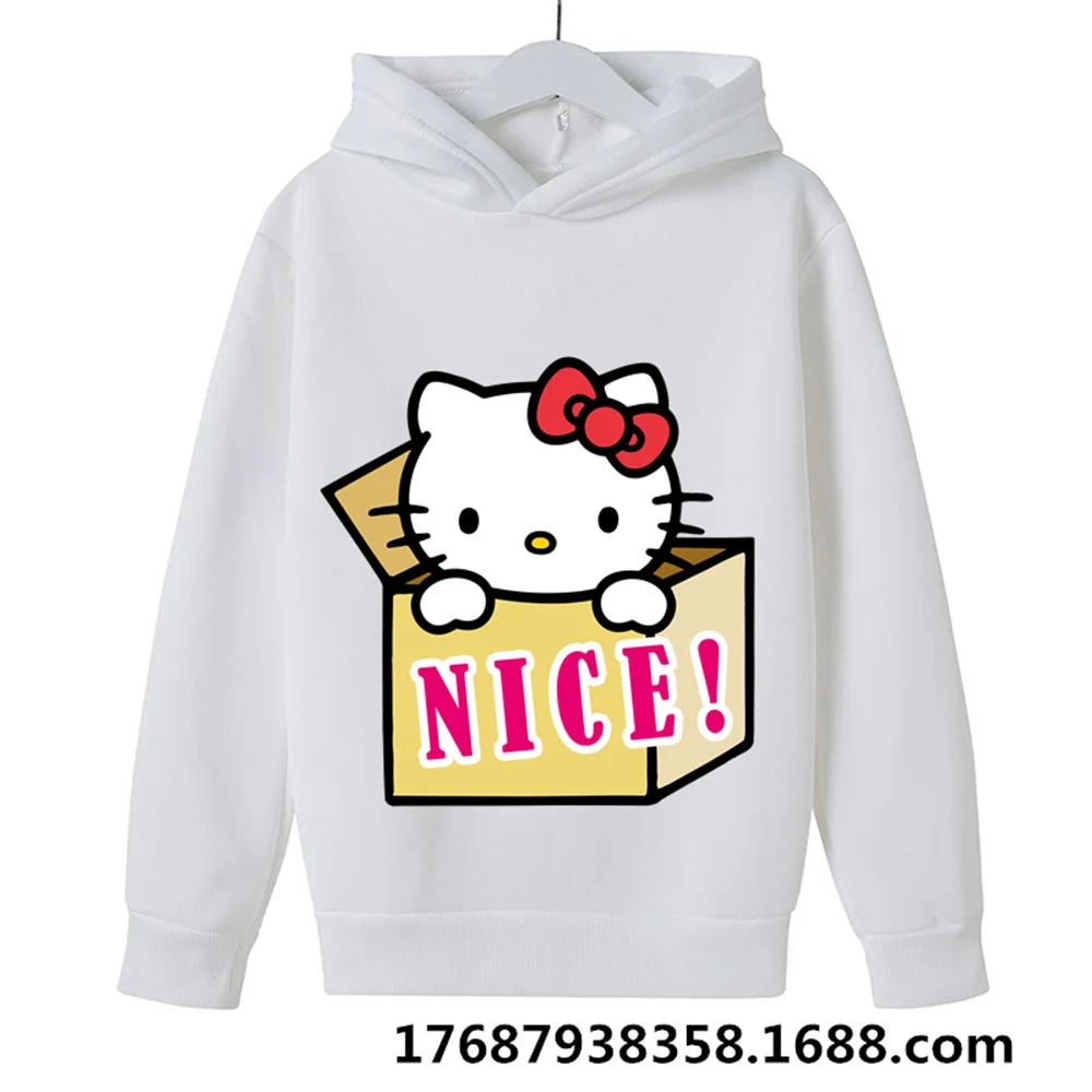 

3-14 Years Old Children's hoodies 2022 Popular New Hello Kitty Fashion Baby Boy Print Clothes Set Autumn Long Sleeve Pullover