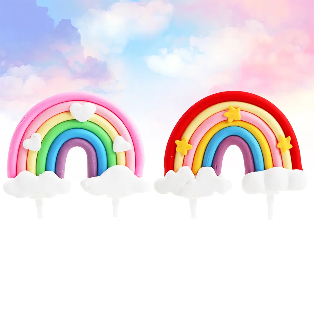 

Cake Birthday Cupcake Topper Rainbow Picks Toothpick Baby Shower Pick Appetizer Decoration Toppers Party Happy Supplies Dessert