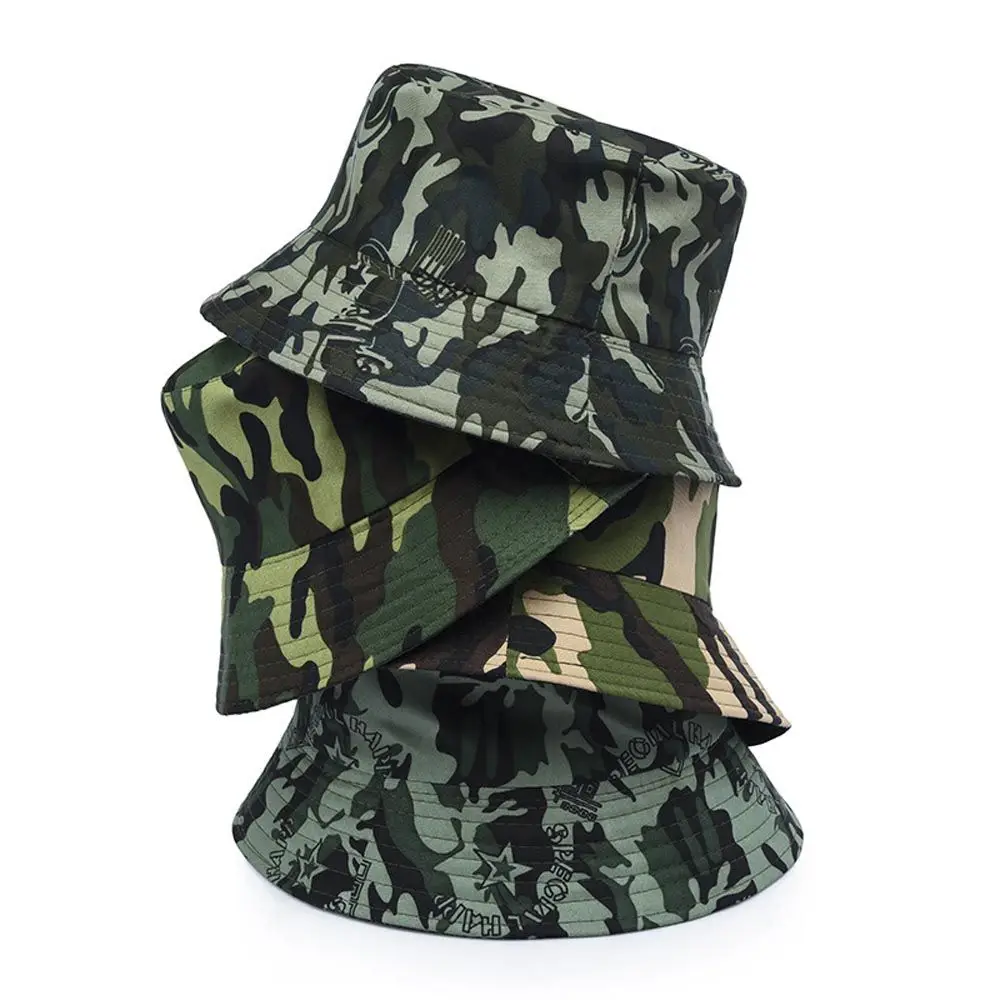 

For Women Cotton Sun Protection Summer Cycling Men Bucket Hats Camouflage Sunscreen Basin Caps Korean Fisherman Caps