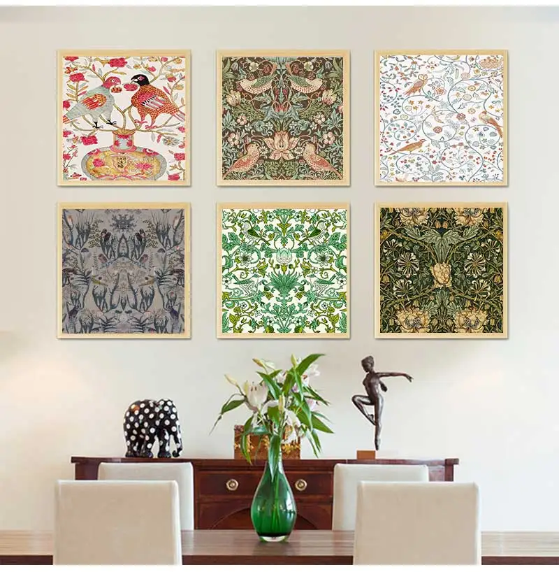 Древо жизни тропические птицы художественный принт на холсте винтажный постер