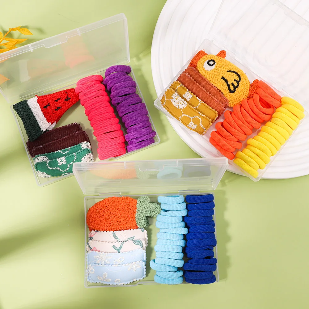 Детские плетеные заколки для волос в виде мультяшных животных в коробке, набор для детской резинки, галстуки, головной убор, детский подарок
