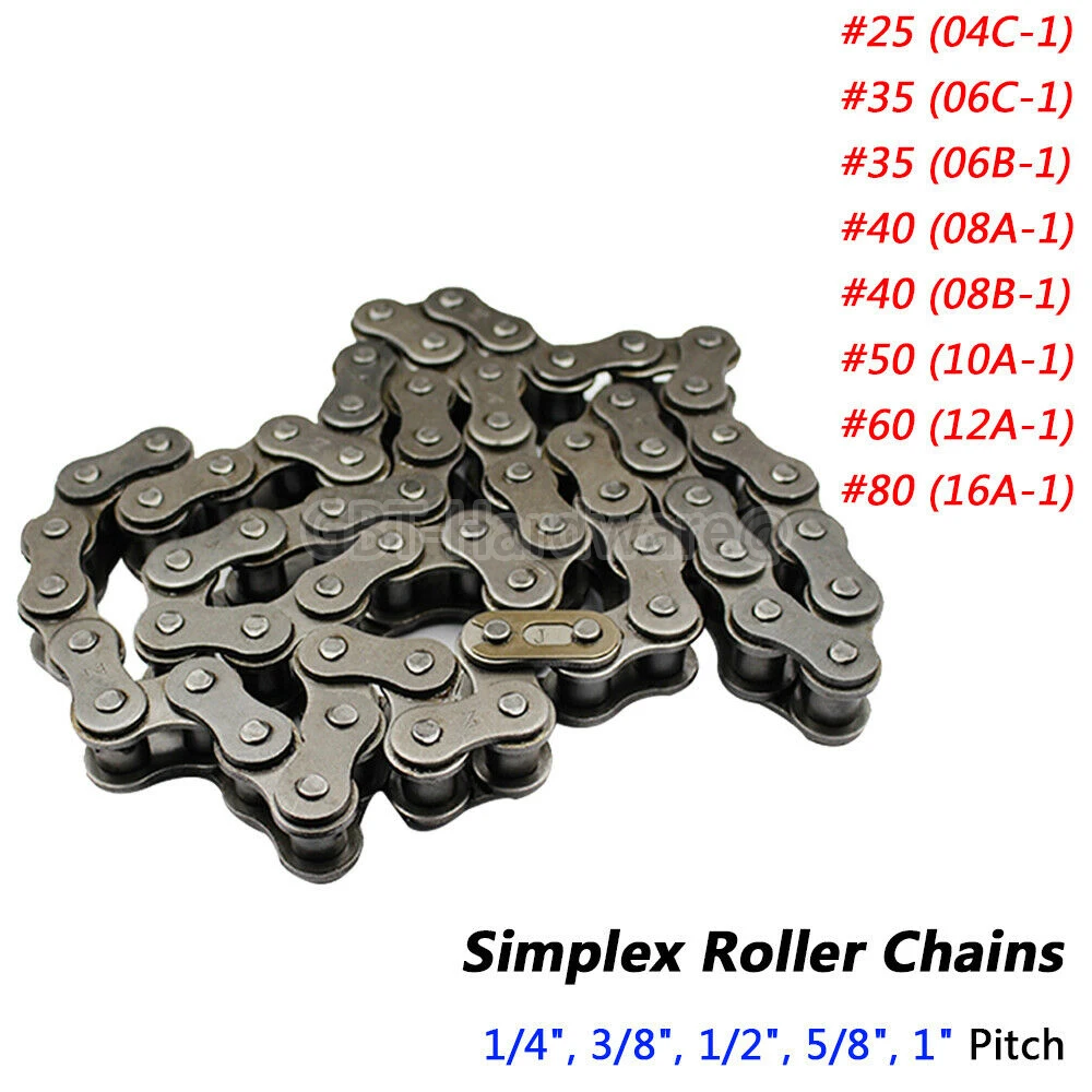 

1 meter 04C-1/06C-1/08A-1/08A-1/08B-1/10A-1/12A-1/16A-1/05B-1 Simplex Roller Chains 1/4",3/8",1/2",5/8",1" Pitch For Motorcycle