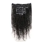 3B 3C Курчавые Кудрявые накладные волосы на заколке на всю голову, натуральные черные монгольские Человеческие волосы Remy 120 г 8 шт.компл. Быстрая доставка