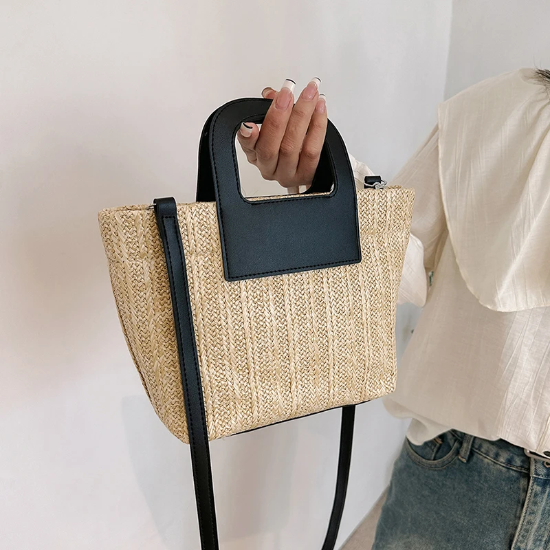 

Luxury Brand Small Straw Bags for Women 2023 Summer Crossbody Bags Lady Travel Purses and Handbags Female Shoulder Simple Bag