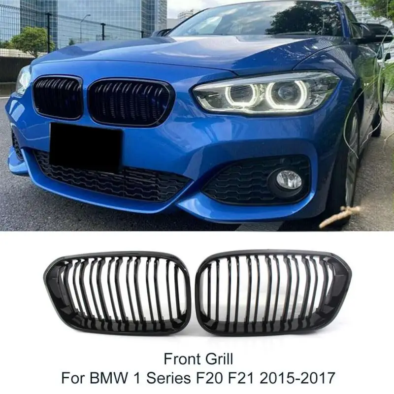 

Решетки для переднего бампера автомобиля, 2 шт., автомобильные аксессуары для BMW F20 F21 1 серии 2016 2017, сменная решетка с двойной линией
