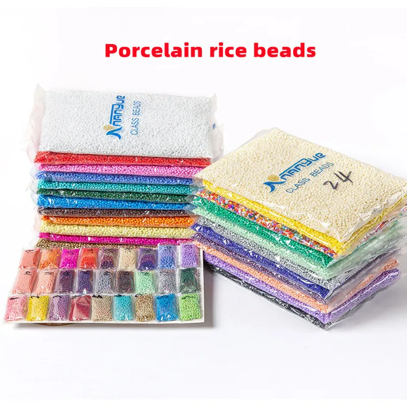 

24 Color Beads, Porcelain Rice Beads, 2/3/4mm Glass Rice Beads, Diy Stitch Beads 450g/Pack