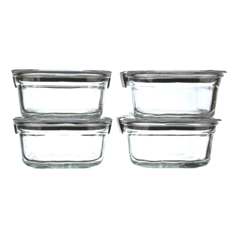 

Glass Set of 4 Food Storage Containes with Latching Lids, 3.2 Cups