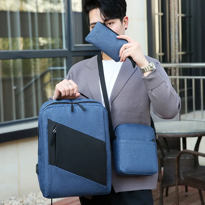 

Новинка 2023, Мужская Компьютерная сумка, повседневный деловой износостойкий Многофункциональный Водонепроницаемый рюкзак из трех предмето...