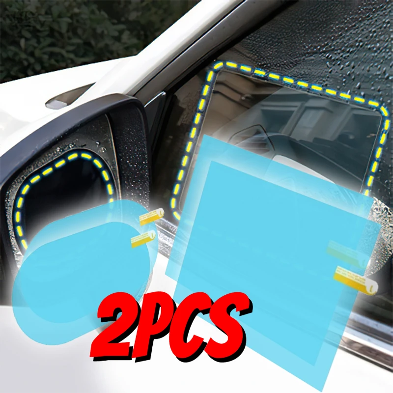 

2PCS Round square Car Rearview Mirror Rain-proof Film Side Window Waterproof Anti-Fog Anti-reflective Film Multi Car Clear Decal