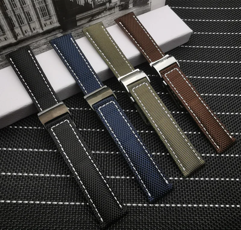

Высококачественный нейлоновый ремешок 22 мм с кожаным ремешком ремешок для наручных часов ремешок для NAVITIMER WORLD Avenger/navitimer