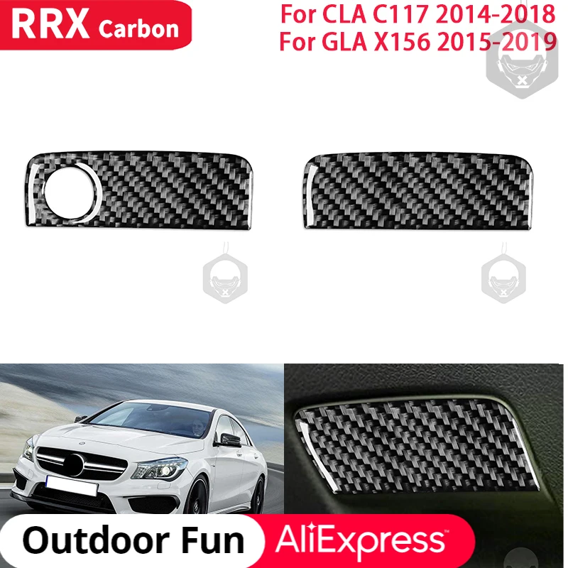 

RRX Real Carbon Fiber Car Copilot Glove Box Switch Decoration Frame Cover Sticker for Mercedes Benz CLA C117 GLA X156 2014-2019