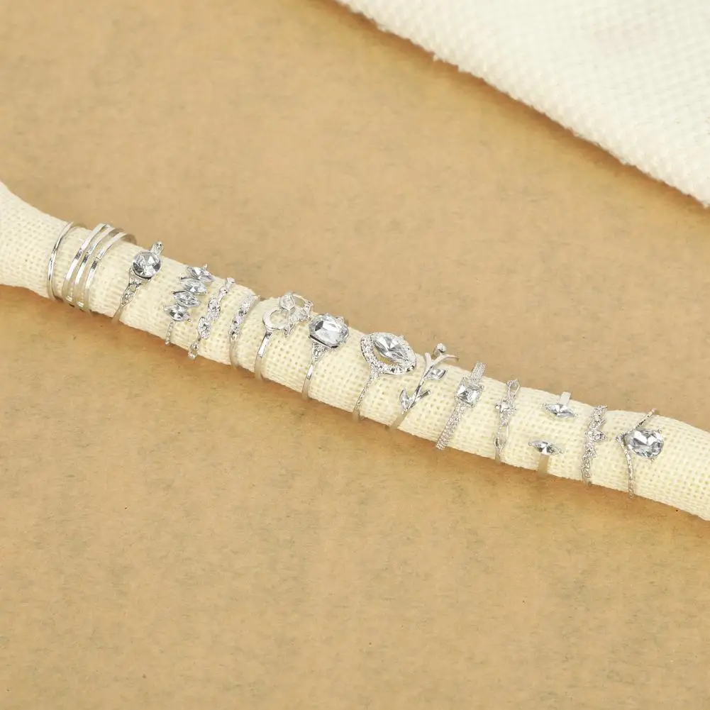 

Rhinestone Inlaid Silver Color Women Bohemian Knuckle Rings for Dating