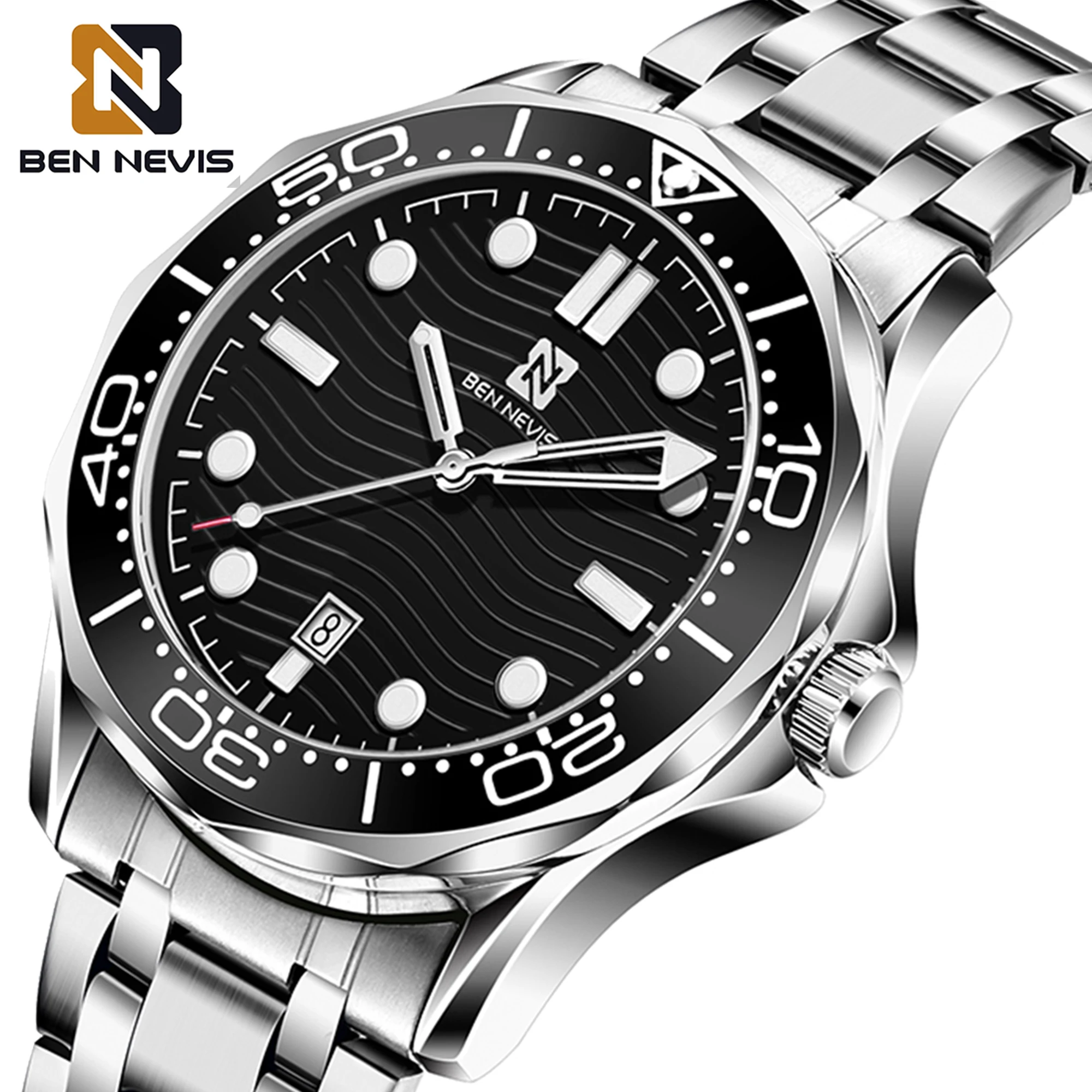 

Часы наручные мужские с календарем, деловые Кварцевые Светящиеся повседневные спортивные, водонепроницаемые