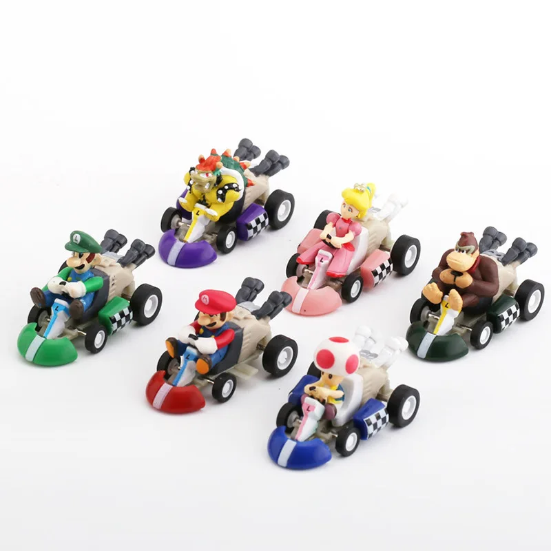Фото Набор мини-фигурок Mario Kart (6/8/10 шт.), гоночные машинки Mario Bros, модели Луиджи и Йоши из ПВХ, украшения для детских тортов на день рождения, подарки для фанатов №2
