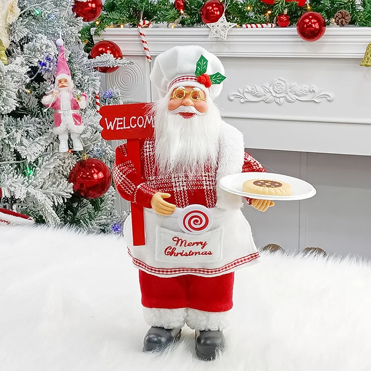 

12 inch Christmas Standing Chef Santa Claus Merry Christmas Decoartions For Home Xmas Ornaments Navidad Party Supplies Noel 2022