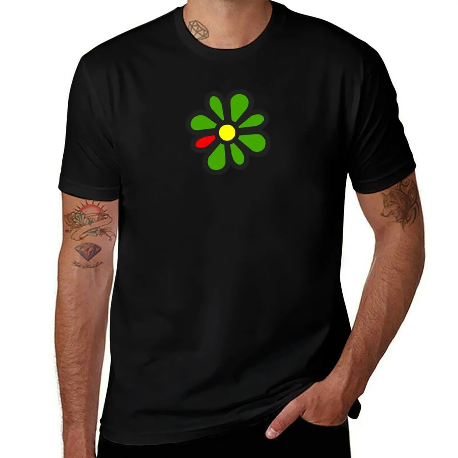 Фото Футболка с классическим логотипом ICQ, повседневная свободная футболка для ежедневной носки №1