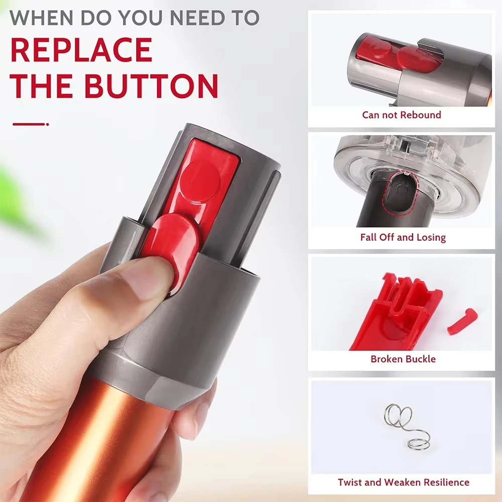 Фото Кнопка-фиксатор для трубок и насадок пылесосов Dyson V7 V8 V10 V11 V15, с пружиной, запчасти для ремонта №5