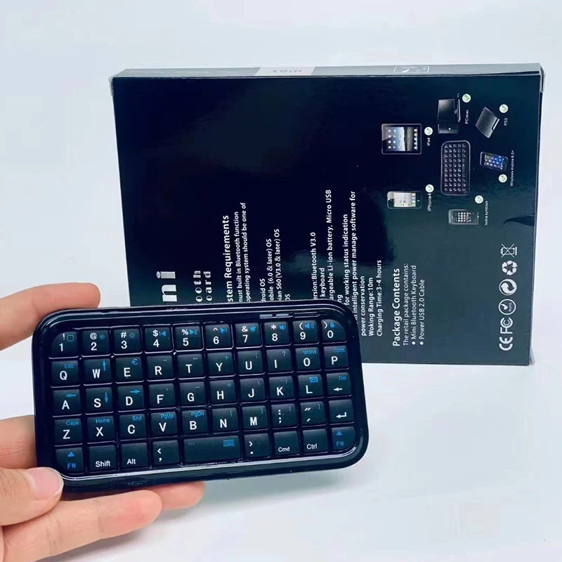 Фото Мини-клавиатура с перезаряжаемым аккумулятором Type-C, Bluetooth 3.0, тонкая беспроводная карманная клавиатура, портативная клавиатура с 49 клавишами для планшетов и смартфонов №3