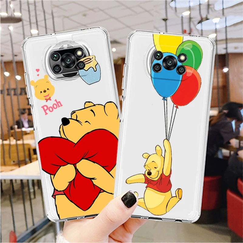 

Phone Case For Xiaomi Mi Poco X4 X3 NFC F4 F3 GT M4 M3 M2 X2 F2 F1 Pro C3 5G Winnie the Pooh Disney Art Transparent TPU Cover