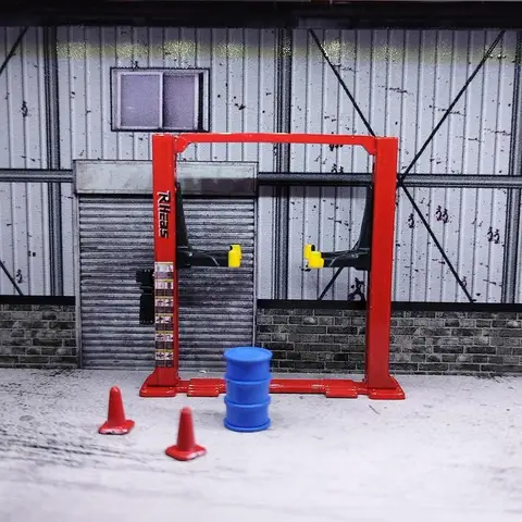 1/64 Диорама Автомобильный гаражный подъемник Портальный реалистичная мебель Инструменты для авторемонта Инструмент для обслуживания Сцена Модель Масло Ведро Контейнер Инструмент