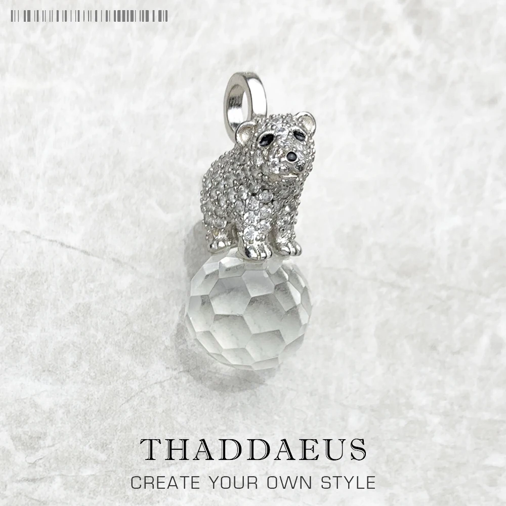 Подвеска Полярный Медведь Зима Новая Мода Глэмур 925 Стерлинговое Серебро Ювелирные Изделия Европейского Стиля Животное Милое Душевное Подарок Для Женщин