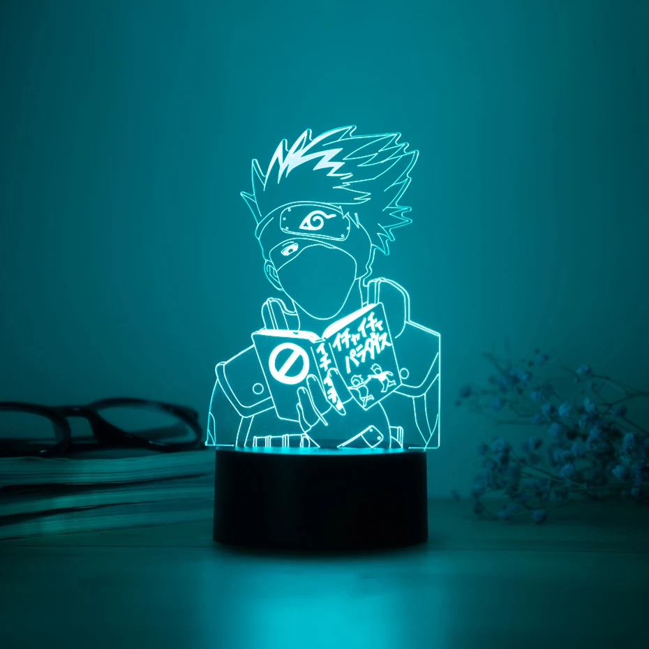 

Japanese anime Hatake Kakashi 3D acrylic night light bedroom decoration table lamp 16 color belt remote controlsleep night light